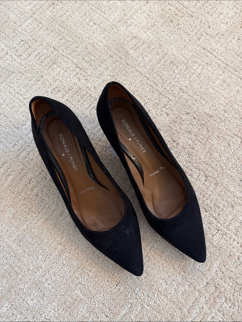 Donald J. Pliner Black Suede Pointed Toe Pumps 7 1/2 M